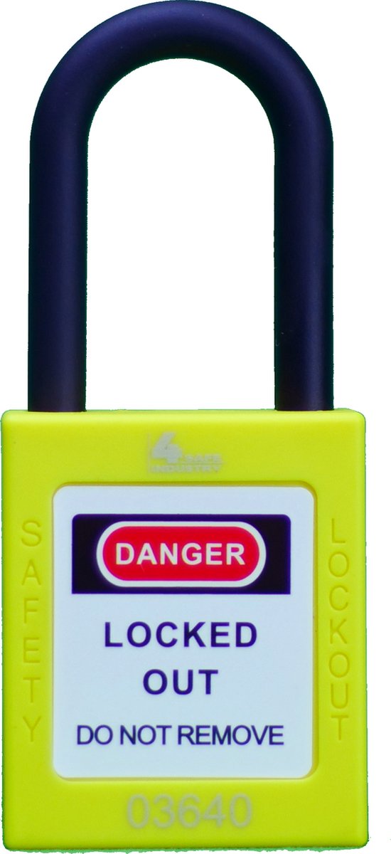 Lock out Hangslot GEEL - Nylon 38mm beugel - LOTOTO - Loto - Lockout Tagout - Loto Hangslot - Veiligheidslot - Loto slot - Lock out slot - Lock out - Tag out — cadeau in Cadeau-ideeën - foto 3