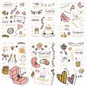 Stickers huwelijk / trouwen - roze/goud (6 vellen)
