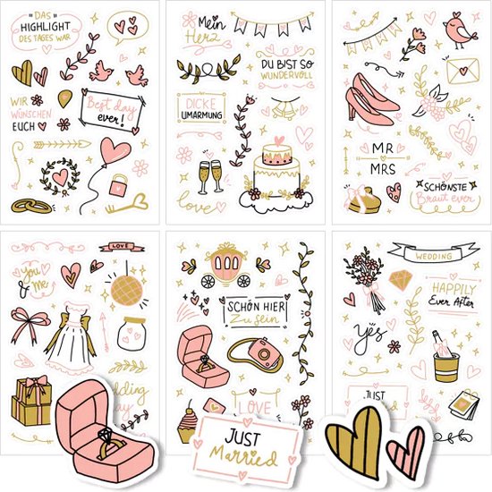 Sticker Trouw Stickers huwelijk / trouwen - roze/goud (6 vellen) | bol