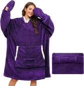 Sweat à capuche surdimensionné pour femme - Couverture chaude à Couvertures - Couverture portable - Jumper surdimensionné - En flanelle - Couverture câline avec mancherons