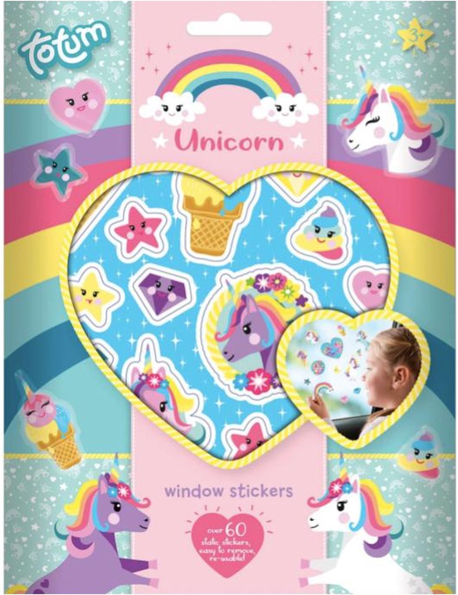 Totum Raamstickers Unicorn - Unicorn stickers - Stickers - Autostickers - Kinderen - Raamstickers - Roze -Decor - Meisjes - Eenhoorn - Cadeautjes