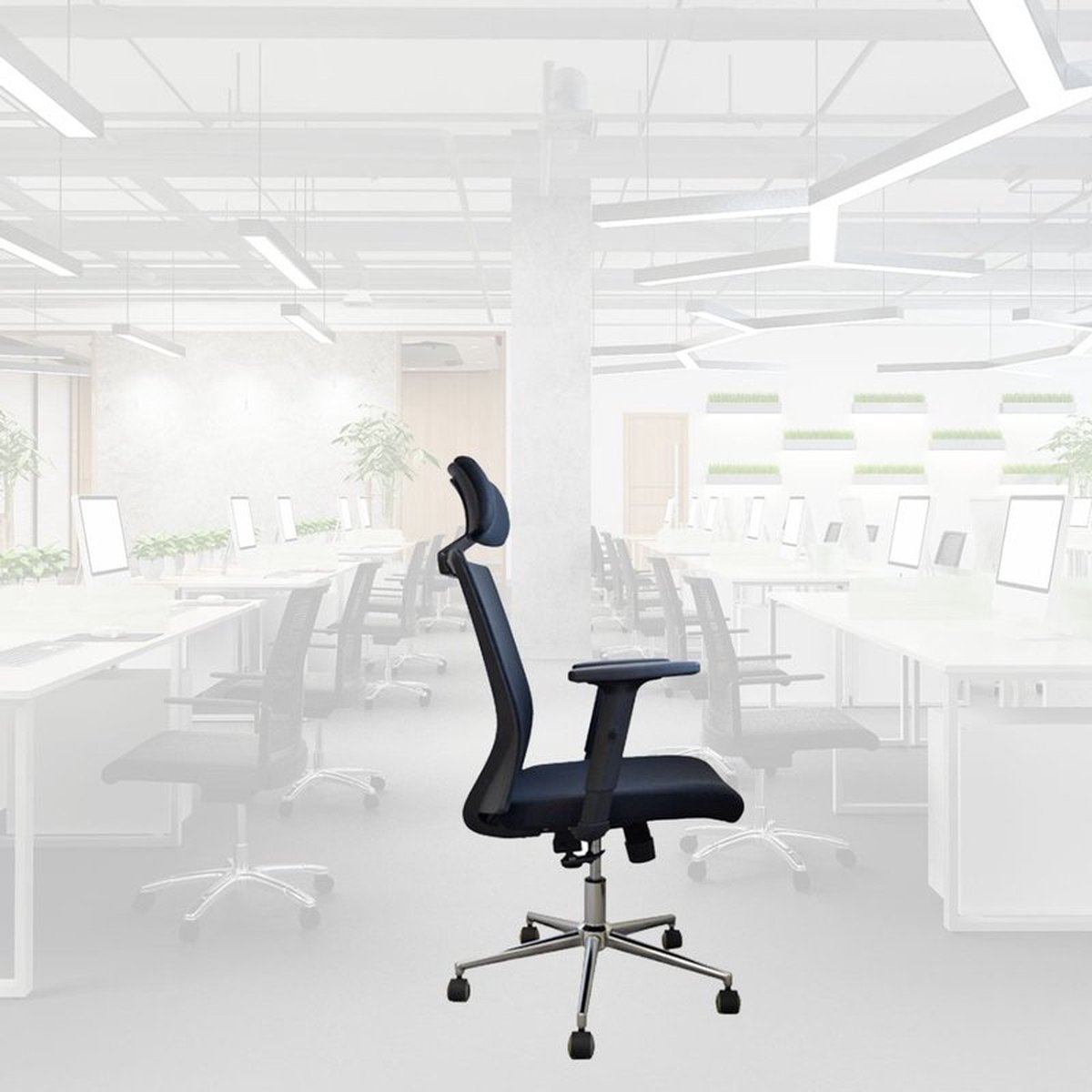 BRASQ OC400 Ergonomische Bureaustoel met Hoofdsteun Zwart - afbeelding 3