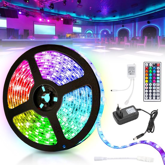 LED Strip 4 meter RGB 5050 SMD – 120 Light strip – RGB LED Strips Verlichting – met 44 Keys Afstandsbediening – licht strip dimbaar - zelfklevend – Met Batterij aansluiting