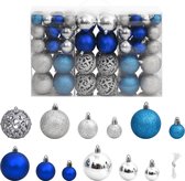 vidaXL - Kerstballen - 100 - st - 3/4/6 - cm - blauw - en - zilverkleurig