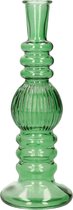 Kaarsen kandelaar Florence - groen glas - ribbel - D8,5 x H23 cm