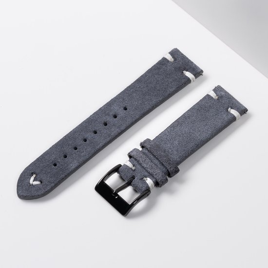 The Watch Lifestyle Store | Luxe suède horlogeband in licht grijs 18 mm