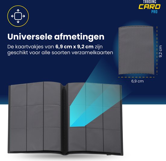 360 stuks verzamelkaarthoezen, dubbelzijdig, 9 vakken, zijbescherming, 11 gaten, zwarte ruilkaartenbladen, voor sportkaart, accessoires 20 pagina's