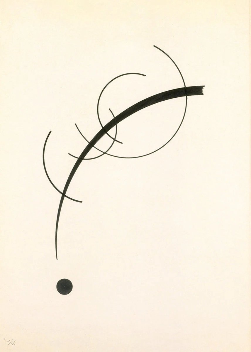 PGM Kunstdruk Wassily Kandinsky - Freie Kurve auf den Punkt 50x70cm Divers