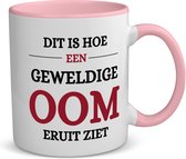 Akyol - meest geweldige oom koffiemok - theemok - roze - Oom - een oom - verjaardagscadeau - cadeau voor oom - kado - 350 ML inhoud