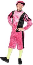 Dames Pietenpak velours de panne roze / zwart maat XL