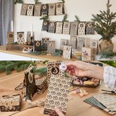 Adventskalender om te vullen: adventskalender 2023, papieren zakjes, klein, cijferstickers, jute band, hanger, adventskalender zelf knutselen