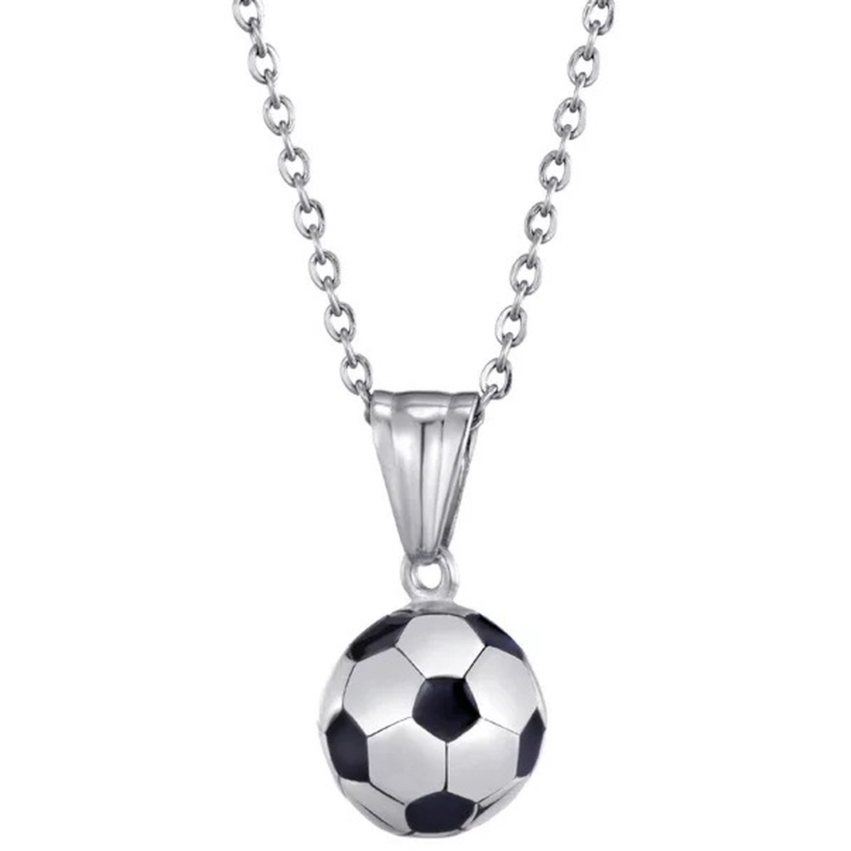 Ketting Heren met Voetbal Hanger - Zilver Kleurig - Kettingen Heren Jongens Meisjes - Papa Cadeau Voor Mannen - Vaderdag
