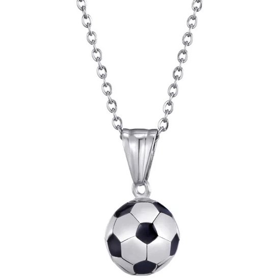 Ketting Heren met Voetbal Hanger - Zilver Kleurig - Kettingen Heren Jongens Meisjes - Cadeau voor Man - Mannen Cadeautjes