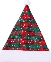 Kerstmuts Volwassenen Kerstkleding Kerstmuts Kind Sneeuwvlokken Kerstversiering One Size Rood Groen – 1 Stuk