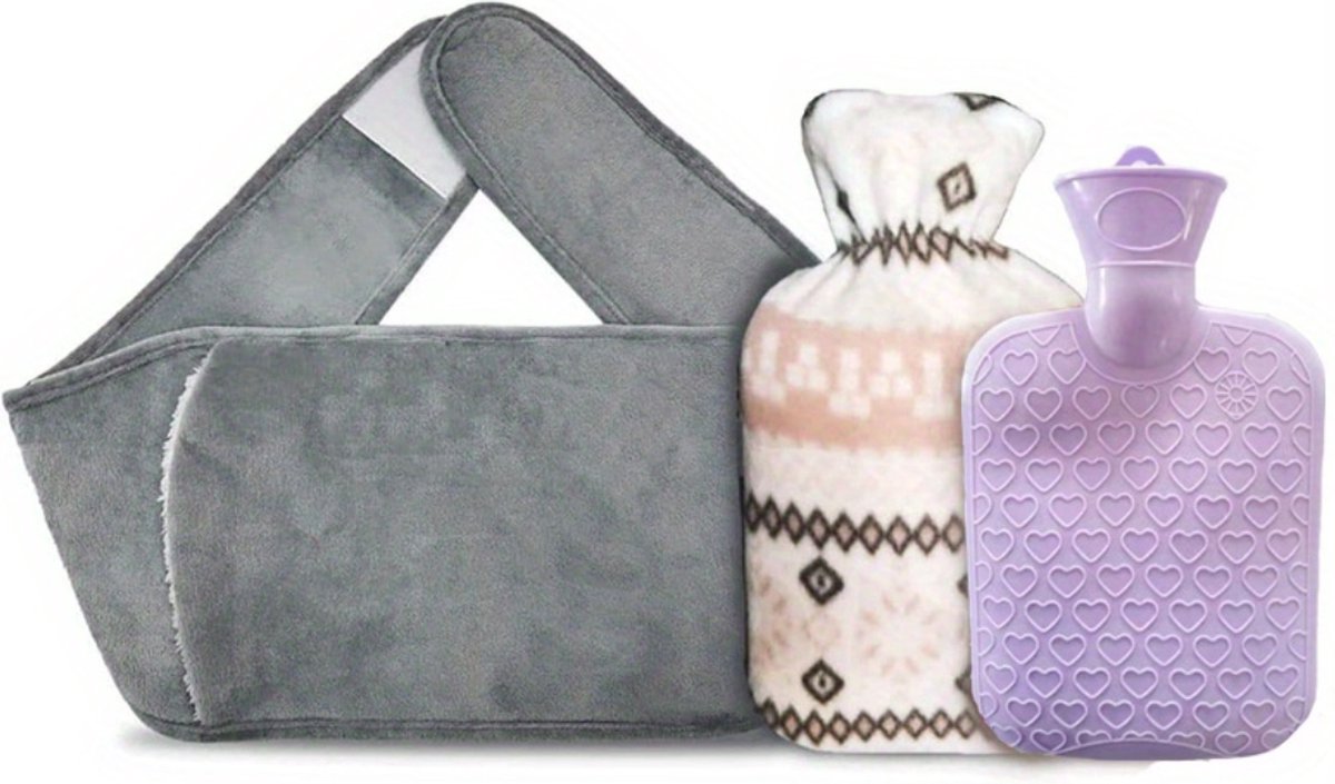Goedkoopste Warmwaterzak Met Hoes - Warmwaterkruik - Warmtekussen - Warmtekruik - Knuffel - Kruik - Bag - 3-Pack