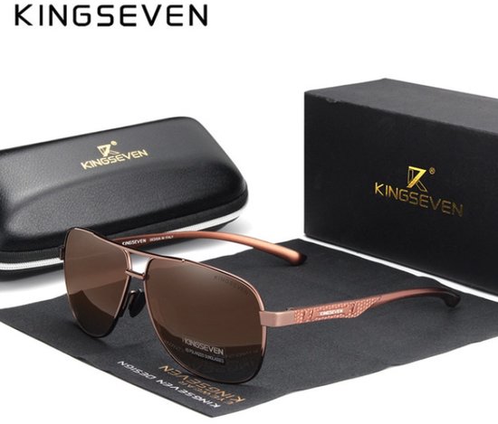 KingSeven Brownstar - Pilotenbril met UV400 en polarisatie filter - Z188