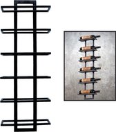 Catrinaz® - Wijnrek muur - Wijnrek hangend - Mat zwart - Hoogwaardig staal - 6 flessen - Modern / industrieel