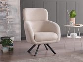 PASCAL MORABITO Draaibare fauteuil van gechineerde beige stof LACONA van Pascal Morabito L 82 cm x H 102 cm x D 82 cm