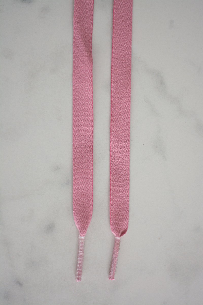 Schoenveters plat uni oud roze - 120cm met transparante stiften veters voor wandelschoenen, werkschoenen en meer