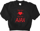 Mooie Baby Trui Sweater "Mijn hart klopt voor AJAX" Amsterdam Zwart/rood Met Lange Mouwen Warm Maat 62 Unisex