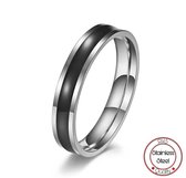 Basic Leren Ring | Ringen Mannen | Zwart & Zilverkleurig | 19 mm | Ring Heren | Mannen Cadeau voor Man Cadeautjes | Vrouwen Ring | Dames Cadeau | Cadeau voor vrouwen | Luxe ring | Vaderdag | Vaderdag Cadeau