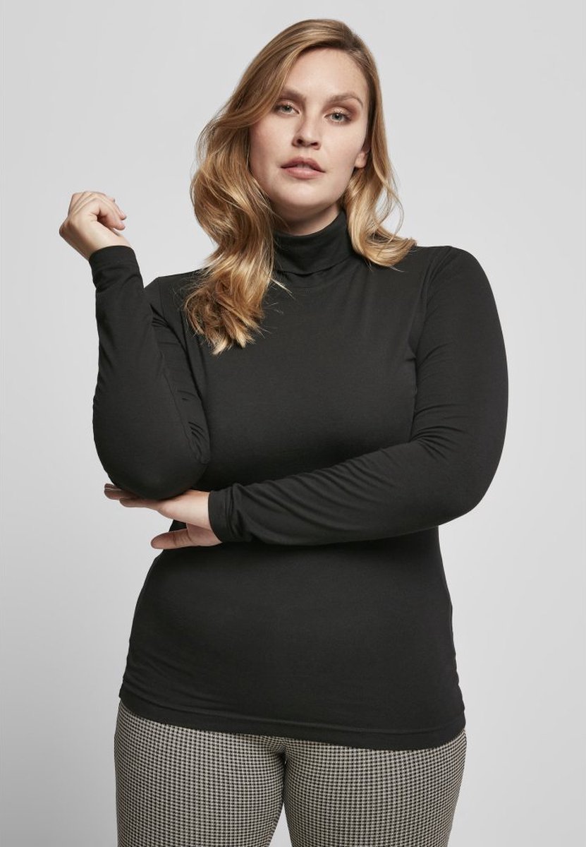 Urban Classics Basic Turtleneck Longsleeve Dames Sweatshirts – L Zwart