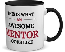 Akyol - awesome mentor looks like koffiemok - theemok - zwart - Mentor - je mentor - school - verjaardagscadeau - kado - gift - 350 ML inhoud