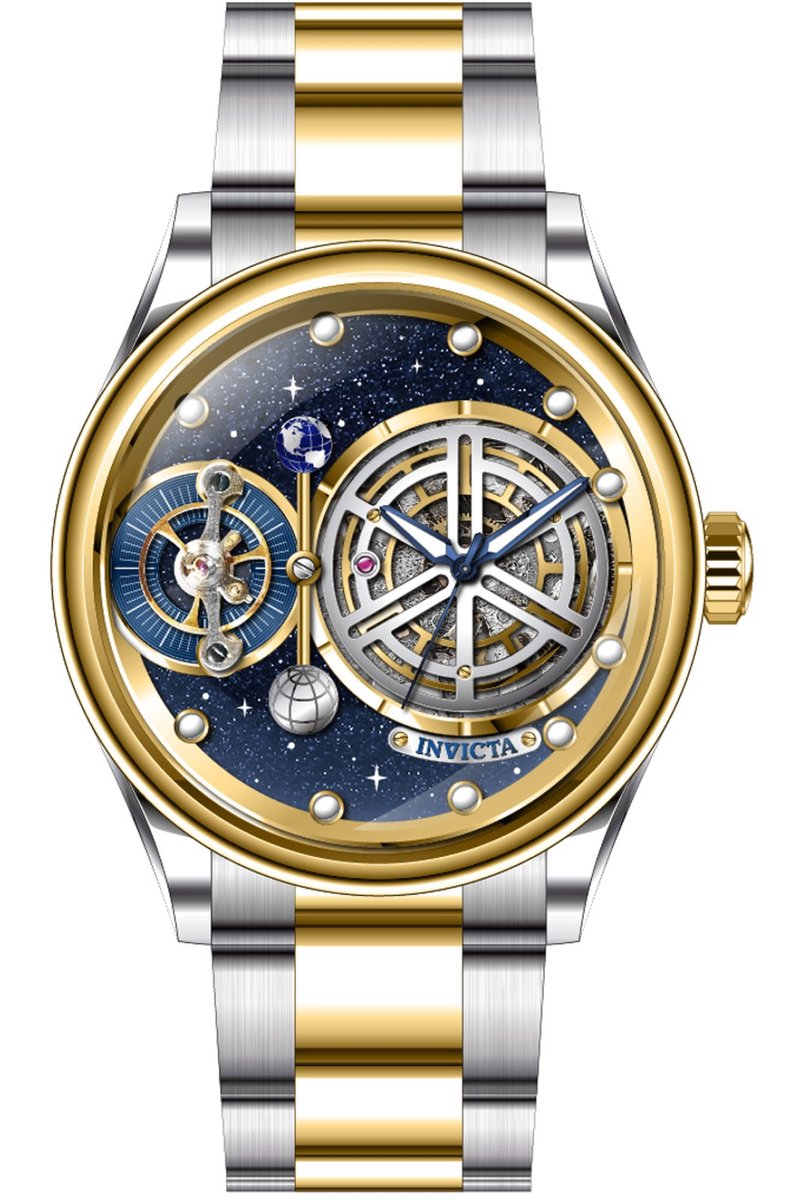 Invicta Vintage 44898 Heren Horloge - Waterdicht - Analoog - Automatisch Uurwerk - Roestvrij Staal met blauwe Wijzerplaat - 47mm