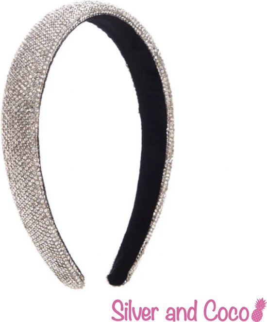 SilverAndCoco - Glitter Haarband Zilver / Dikke Hoofdband