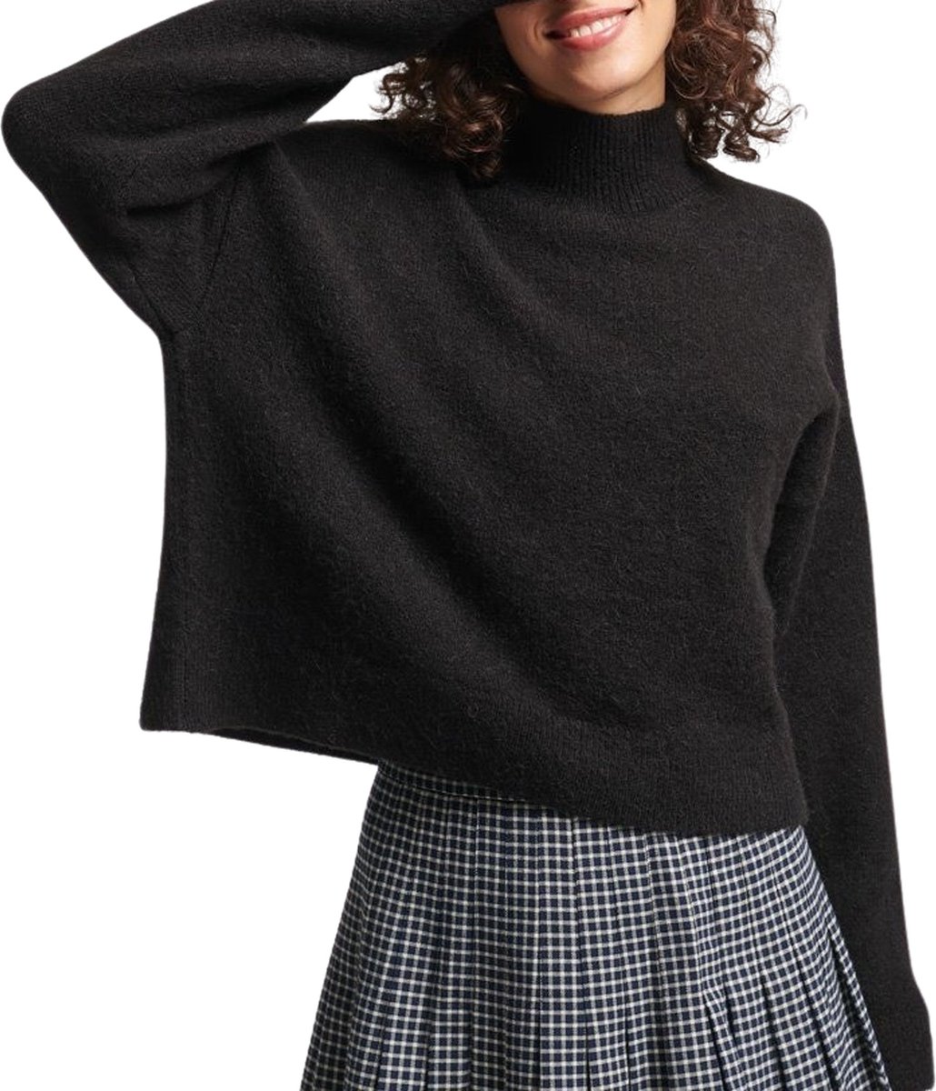 Superdry Vintage Essential Mock Neck Trui Dames 42 Zwart