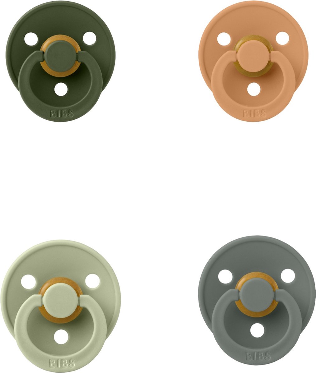 Goedkoopste Bibs fopspeen 6-18 maand set 4 stuks Pumpkin,Pine,Sage en Hunter Green maat 2
