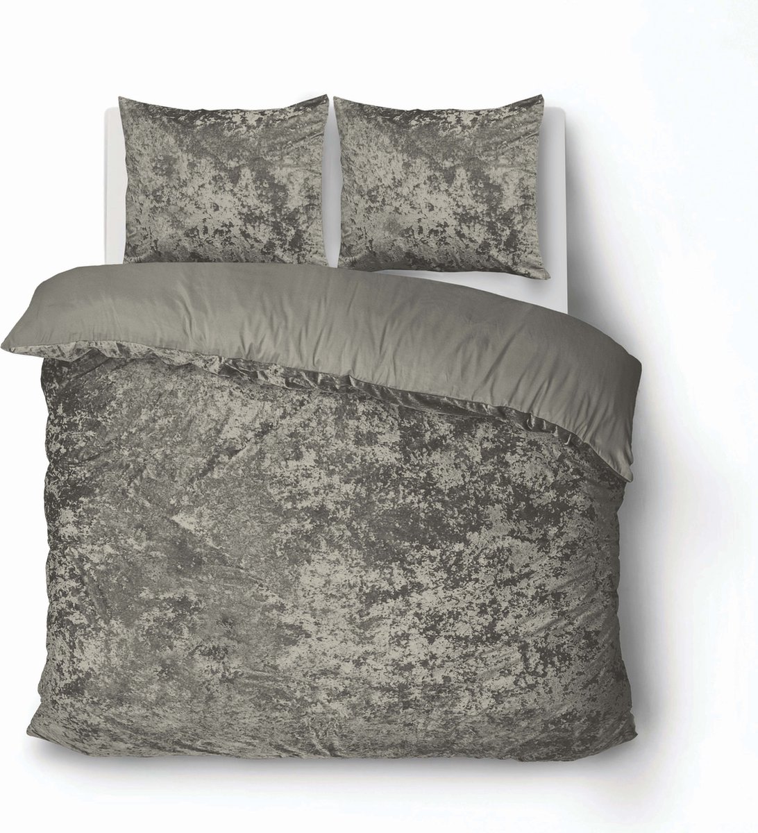 iSleep Dekbedovertrek Crushed Velvet - Eenpersoons - 140x200/220 cm - Zand