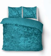 iSleep Dekbedovertrek Crushed Velvet - Tweepersoons - 200x200/220 cm - Turquoise