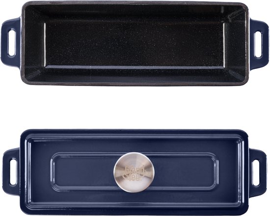Merkloos Gietijzeren Braadpan met Deksel, Blauw, 1.7L — afbeelding 2