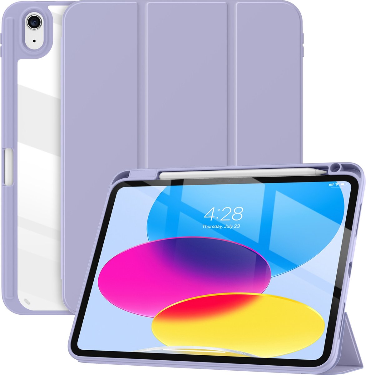 Solidenz Hoes - Geschikt voor iPad 11 (A16) en iPad 10 - 2025 en 2022 - 10.9 Inch - Cover Met Autowake - Hoesje Met Pencil Houder - Paars