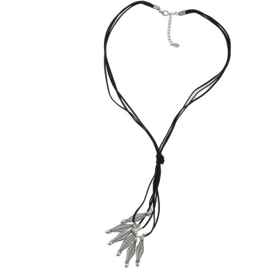 Behave Sautoir - femme - noir - pendentif - perles - 70 cm