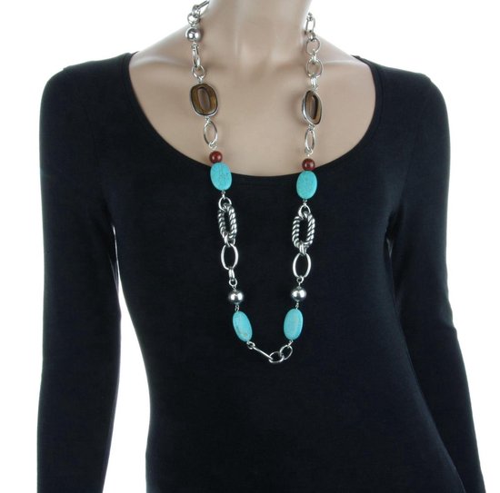 Amorar Elegante Trui Ketting Boheemse Ketting Kleurrijke Kristal Parel Koord Ketting Vrouwen Sieraden Ketting met Hanger Kwastje Lange Trui Ketting Ketting K