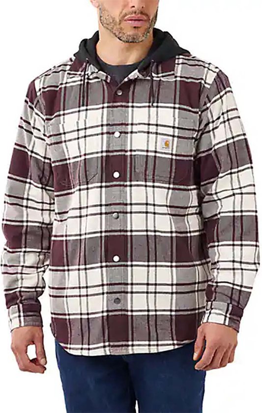 Carhartt Jacke Flannel Fleece Lined Hooded Shirt Jac Malt-L