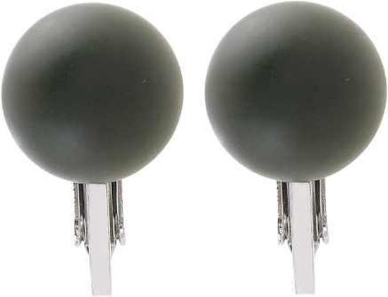 Boucle d'oreille Behave Clip perle vert foncé mat