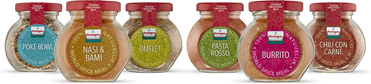 Verstegen - World Spice Meal Pakket - 6-delig - Kruiden & specerijen - 371g