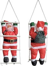 Kerstman op Ladder - Klimmende Kerstman - Climbing Santa - 90cm op Ladder 130x30cm