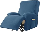 Stretchhoes voor relaxstoel, complete stoelbeschermer, stretch relaxstoelhoezen, 1 stuks, effen, fluweel, elastisch, stoelhoes voor televisiestoel, ligstoel (koningsblauw)