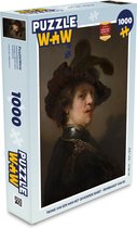 Puzzel Tronie van een man met gevederde baret - Rembrandt van Rijn - Legpuzzel - Puzzel 1000 stukjes volwassenen