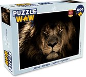 Puzzel Leeuw - Dieren - Zwart - Portret - Legpuzzel - Puzzel 1000 stukjes volwassenen