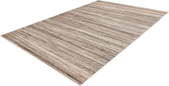 Lalee trendy- modern- laagpolig- vloerkleed- vintage- ruiten- strepen dessin- laag- hip en trendy- karpet- tapijt- 200x290 cm beige bruin
