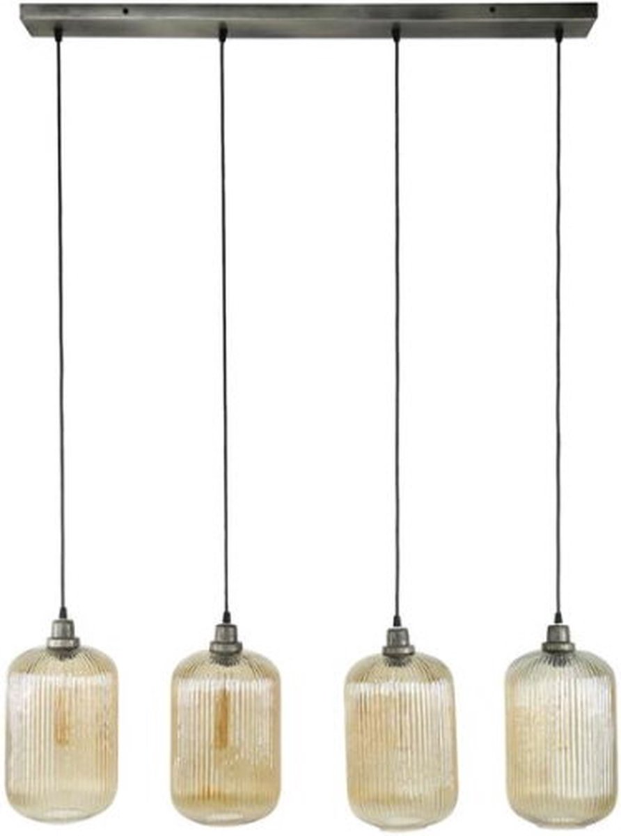 Hanglamp Angie cilinder 4 lampen - Amberkleurig glas