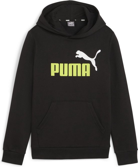PUMA ESS+ 2 Col Big Logo Sweat à capuche FL B FALSE Pull - PUMA Black-Lime Sheen