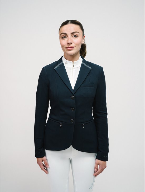 Veste de compétition femme Samshield Victorine Crystal Intarsia, taille 3XS, bleu marine ton sur ton