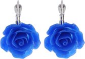 Behave - Oorbellen - Oorhangers met blauw roosje