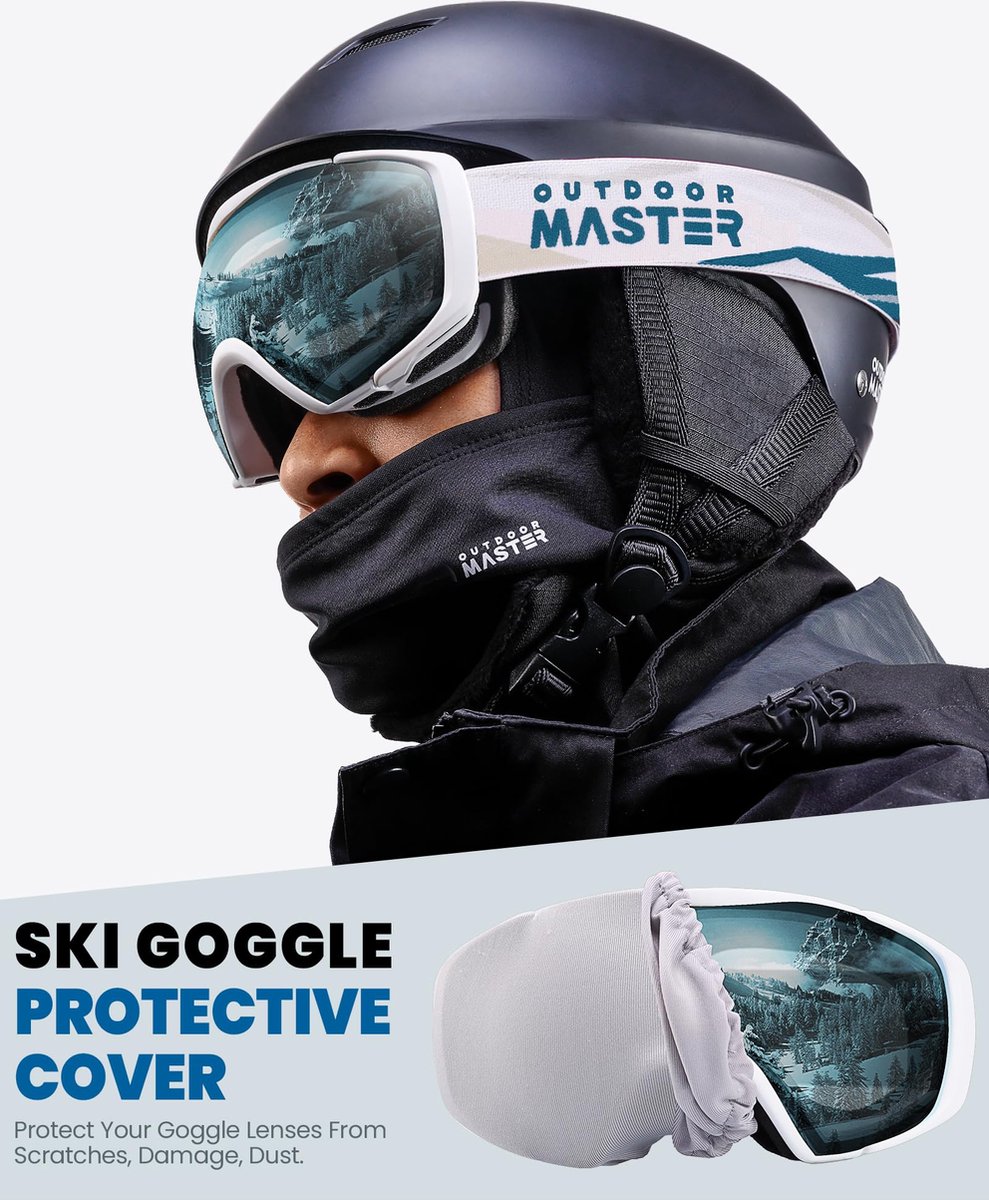 OutdoorMaster OTG Skibril Over Bril - Anti-Condens, UV400, Winddicht Voor Volwassenen En Kinderen
